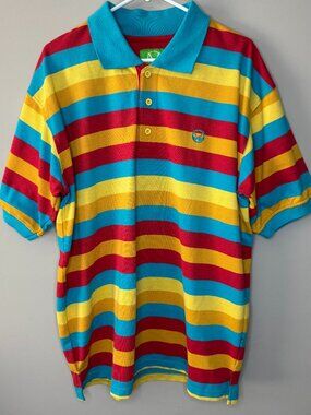 Vintage YMC Striped Polo Shirt Mens M Colorful Rainbow Y2K Streetwear Retro